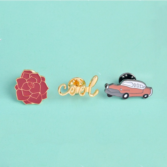 Cool Vintage Car Flower Enamel Pins - Picture 7 of 8